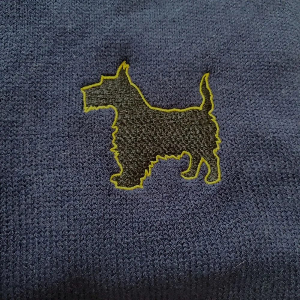 Port & Company Knitted Scarf Scottie Dog Navy Blue Scottish Terrier 9x70